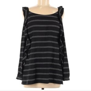 Chico’s Ruffle Striped Long Sleeve Cold Shoulder Blouse Sz XL NWT MSRP $99